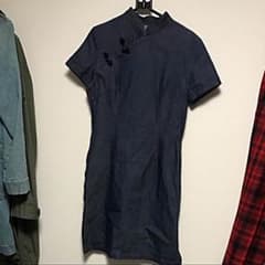 値下げ！used  デニムチャイナワンピースのサムネイル