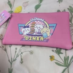 可愛いちいかわ　Chikawa Diner ポーチ ピンク ピンク裏面紫ラメのサムネイル