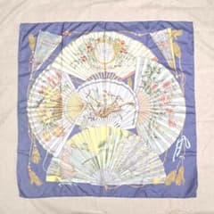 EK301 GUCCI オールドグッチ　シルクスカーフ センス　和柄　扇子　孔雀 EK301 GUCCI オールドグッチ シルクスカーフ センス 和柄 扇子 孔雀