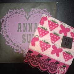 ANNA SUI ハンカチ いちご 蝶々 ピンク 25×25 新品のサムネイル