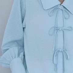 miette リボンフロント 長袖シャツ ライトブルー Fのサムネイル