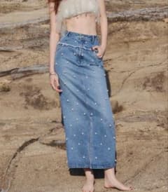 josemoon DENIM LONG SKIRT with PEARLのサムネイル