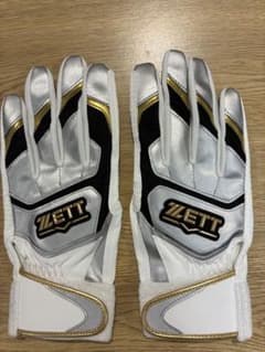 ZETT バッティング用手袋（Mサイズ)両手用 ホワイト シルバーのサムネイル