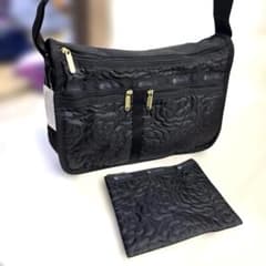2点セット レスポートサック ショルダーバック 刺繍 花柄 ブラックのサムネイル