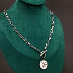 ヴィンテージ コイン シルバー チェーン リンク トグル ネックレス