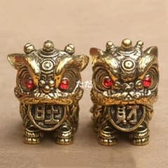 銅 細工 手把件旺財醒獅 茶道茶寵 招財 縁起物 装飾品 工芸品 - メルカリ