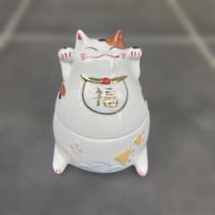 招き猫　猫舎道楽堂　陶器 猫舎道楽堂本舗 招き猫 香炉？陶器 レア品? 風水 宝くじ 吉祥アイテム