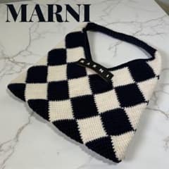 MARNI MARKET マルニ マーケット ダイヤモンド柄 バッグ ネイビー 