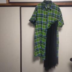 緑と青のチェック柄 シャツワンピースのサムネイル