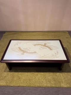 座卓 130cm テーブル 陶板 青磁 鳳凰 レア ヴィンテージ 家具 座卓 130cm テーブル 未使用 陶板 青磁 鳳凰 レア ビンテージ家具
