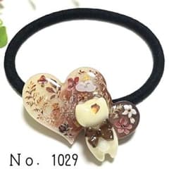 No．1029 レジン ダブルハート シマエナガ 猫 ヘアゴム キーホルダー
