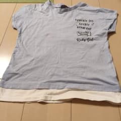 キッズ Tシャツ 重ね着風 ライトブルーのサムネイル