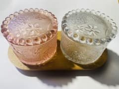 昭和レトロな雰囲気のガラスキャニスター蓋付き容器4点セットのサムネイル