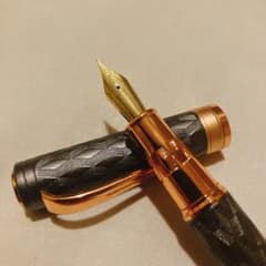 【金属美軸】万年筆 グレー ピンクゴールド【高級感】