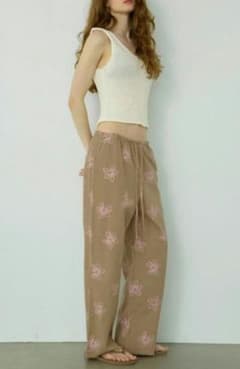 ALEXIA STAM Floral Wide Linen Pants M - メルカリ