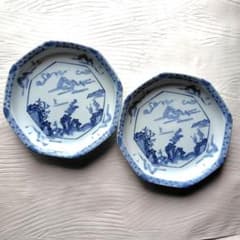 八角皿 2枚セット 山水画 染付 陶磁器 - メルカリ