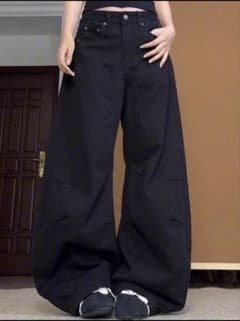 ワイドレッグ デニムパンツ ブラックのサムネイル