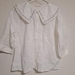 ehka sopo 刺繍襟 ブラウス ホワイト 半袖のサムネイル
