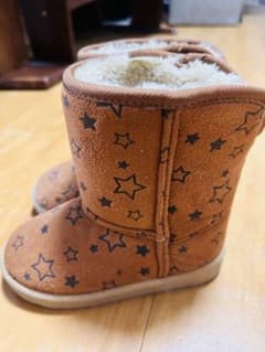 キッズ ムートンブーツ 星柄 ブラウン 17.0cm