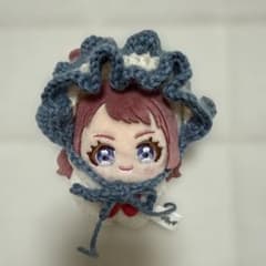 ぬいぐるみ用 かぎ針編み ヘッドドレスブルー×ホワイトのサムネイル