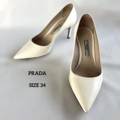 PRADA パンプス ホワイト ポインテッドトゥ ハイヒール サイズ34