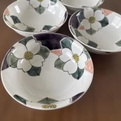 九谷焼　陶宝　4.5号小鉢（小皿）花紋　５枚セットのサムネイル
