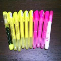 蛍光ペン　黄色　ピンク　計10本のサムネイル