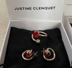 Justine Clenquetピアス リング セット レッド - メルカリ