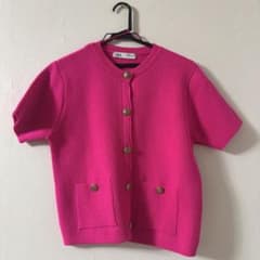 ZARA 半袖カーディガン ピンクのサムネイル