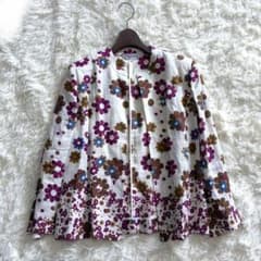 エルミダス（EL MIDAS）リネン100% ノーカラージャケット 花柄 13