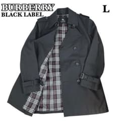 バーバリーブラックレーベル トレンチコート ノバチェック 黒 L ベルト