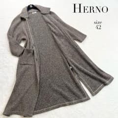 旧タグ【ヘルノ】ピュアバージンウールロングコート☆ヘリンボーン 