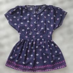 ANNA SUI　半袖 シフォンブラウス ネイビー 総柄 Sサイズのサムネイル