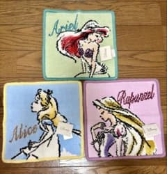 【新品未使用】ディズニー ミニタオル ハンドタオルアリエル アリス ラプンツェルのサムネイル