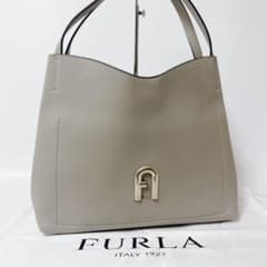 【人気商品】FURLA プリムラ　ホーボー　グレー　ロゴ金具　トートバッグ 人気商品】FURLA プリムラ ホーボー グレー ロゴ金具 トートバッグ