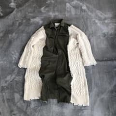 Etsinta 再構築ミリタリージャケットコート　ニット切替　オリーブ　エシンタ