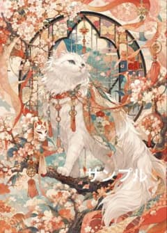 一作限り】桜と狐面に彩られた白猫の和幻想アート 白猫 L729 - メルカリ