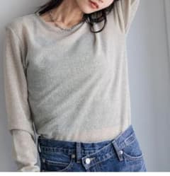 ローリーズファーム　ラメクルーロングスリーブ　アイボリー