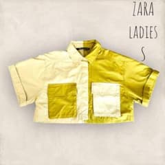 美品】ZARA ザラ パッチワーク ギャバジンシャツ 春 夏 アウター S 