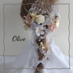 ヘッドドレス～リボン髪飾りピンクゴールド 卒業式 入学式 袴 振袖のサムネイル