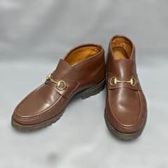 ■GUCCI ホースビット レザー チャッカブーツ ブラウン 26.5 訳あり！□GUCCI ホースビット レザー チャッカブーツ ブラウン 26.5