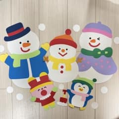 冬 壁面 飾り 雪だるま 動物