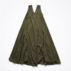CABAN 美品 スムースVネックワンピース ノースリーブ Aライン カーキ