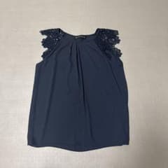 ZARA BASIC ノースリーブ ブラウス ネイビー Mサイズのサムネイル