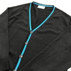 未使用美品！日本製 Wiss.Key コットン カーディガン ブラック×ブルー 未使用美品！日本製 Wiss.Key コットン カーディガン ブラック×ブルー