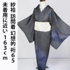 未着用に近い！美品＊紗袷＊黒＊幻想的風景＊訪問着＊１６３ｃｍ＊裄６５ 未着用に近い！美品＊紗袷＊黒＊幻想的風景＊訪問着＊163cm＊裄