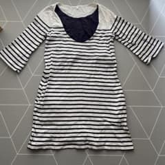 無印良品　七部丈マタニティワンピース　ボーダー柄　授乳服