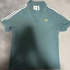 カ*ラ様 adidas グリーン ワッフルポロシャツ ストライプのサムネイル