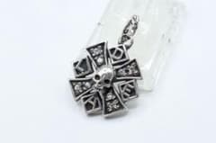 美品 ディールデザイン クロス スカル ネックレス トップ ジルコニア