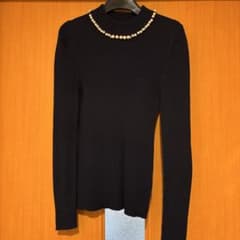 ミッシュマッシュ ビジュー付きセーター　紺のサムネイル